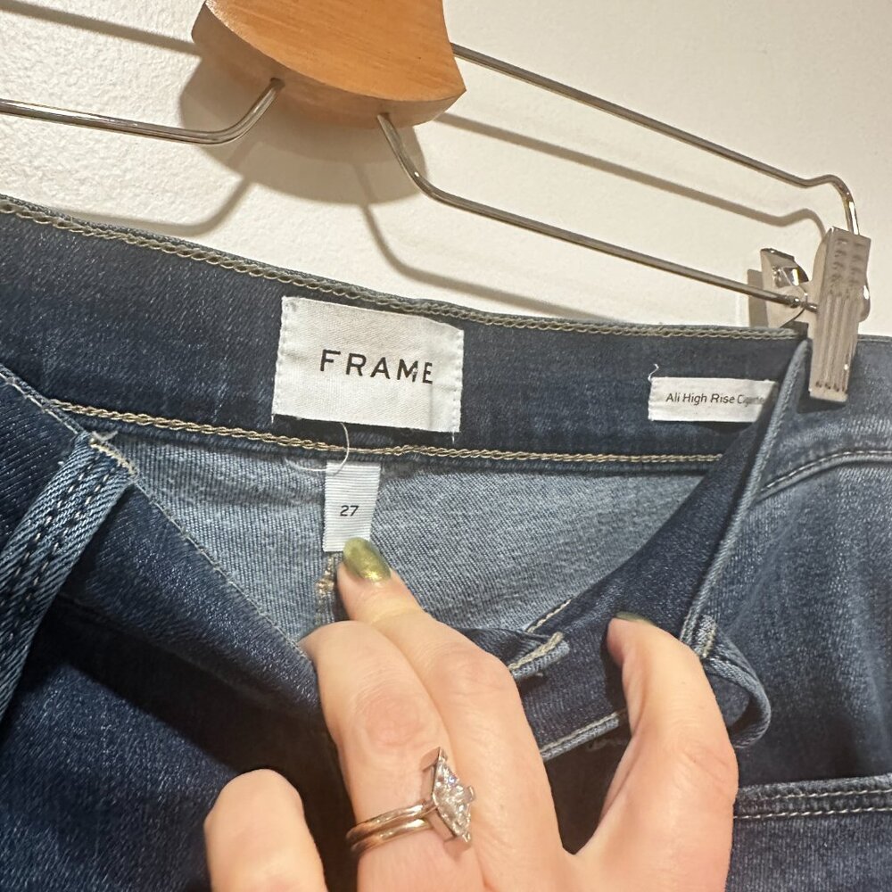 Frame Ali High-Rise Cigarette Jeans | Lupine Dark Wash | Size 27 - Picture 8 of 8